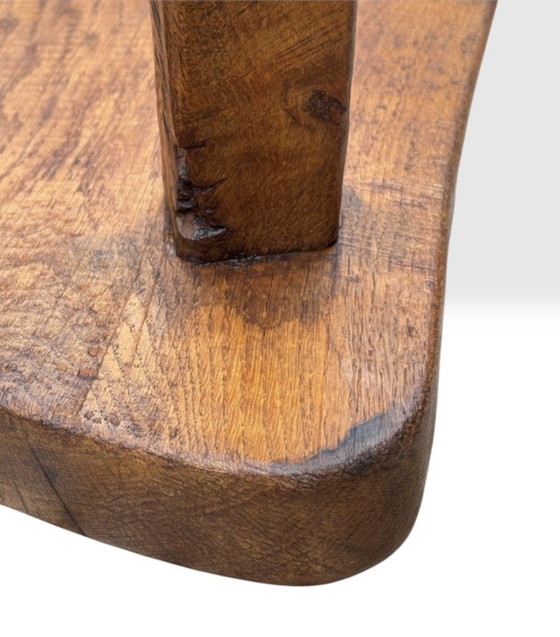Robuuste Franse Boerenkruk | Massief Eiken | Vintage | Jaren '50-'60 – Bijzettafels, Wood (photo 9 of 15)