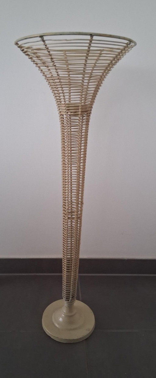 Museale Antieke Franse Arras-Stijl Plantenzuil – Handgewikkeld Fils de Fer – ca. 1900