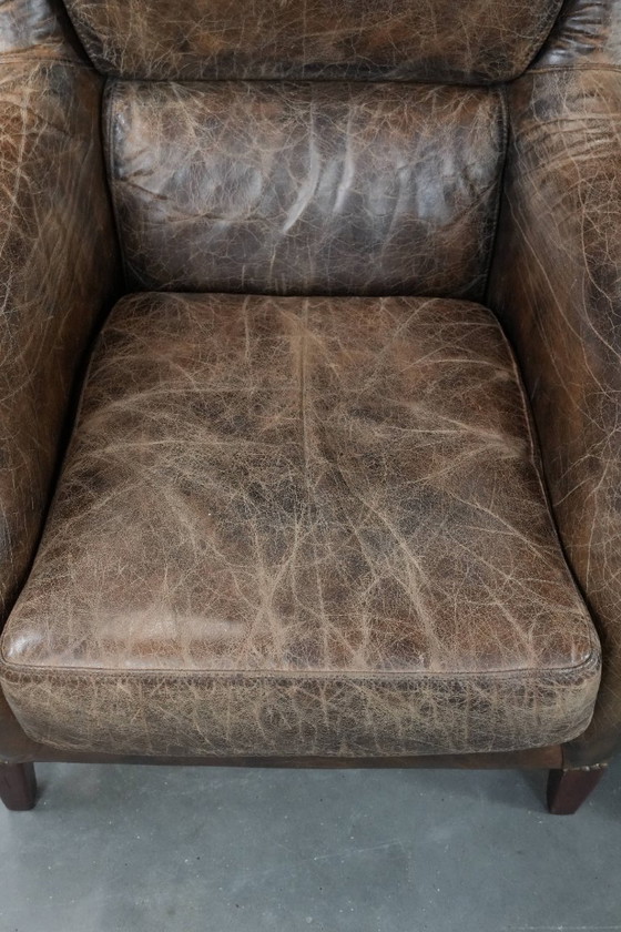 Image 1 of 2x Comfortabele Vintage Rundleren Fauteuil