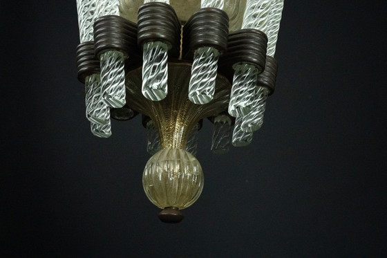 Image 1 of Raro lampadario in vetro di Murano Art Déco di Archimede Seguso, Italia, anni '30