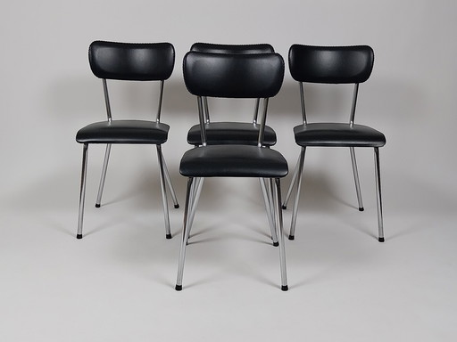 4 x Vintage Chairs in Skai Leather, 1960s