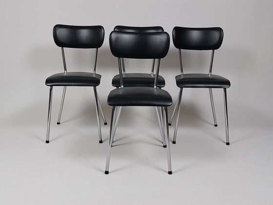 Image 1 of 4 x Vintage Chairs in Skai Leather, 1960s