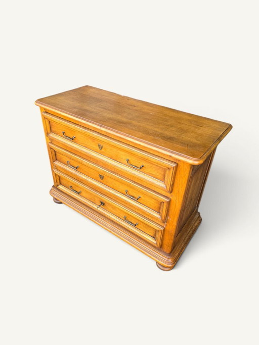 Antieke eikenhouten commode met drie laden in de Lodewijk XIII-stijl. – ladekasten, Metal, Wood (photo 2 of 5)