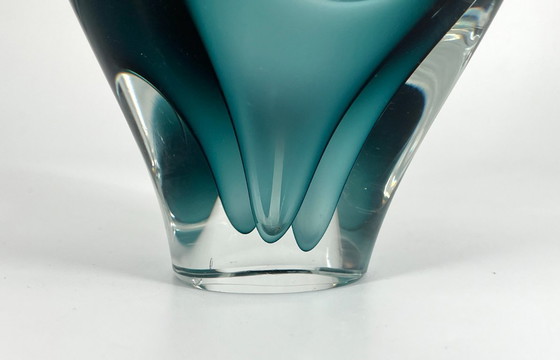 Image 1 of Paul Kedelv für Flygsfors – Muschelvase – Schwedisches Kunstglas 1950er Jahre