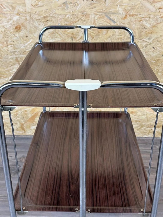 Image 1 of 60s 70s serving trolley dinette side table space age brown design