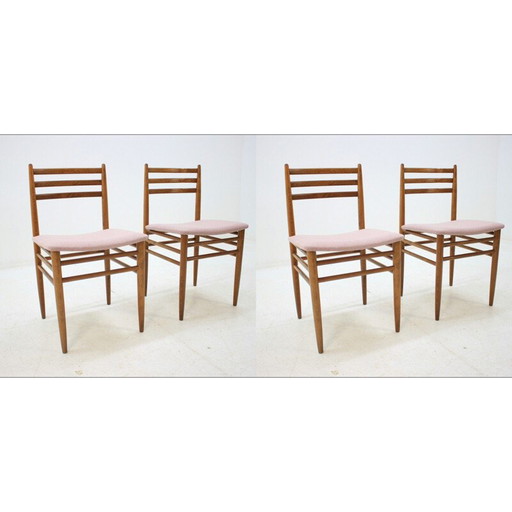 Set di 4 sedie vintage in tessuto rosa