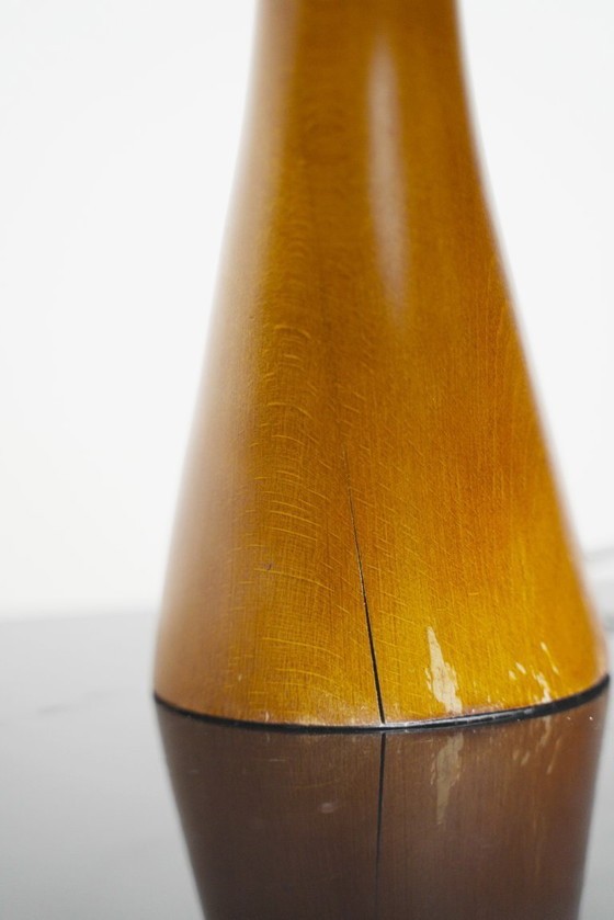 Image 1 of Lampada da tavolo Bonsai Josep Llusca Blauet anni '90, stile spagnolo Mid-Century, in legno di cedro, paralume in pergamena.