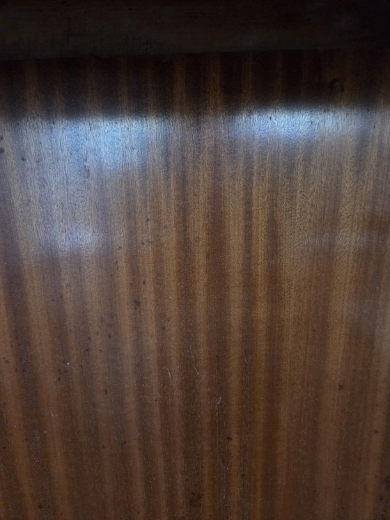 Image 1 of Vintage Italian Modern Credenza with Floating Glass Shelves & Pull-Out Trays