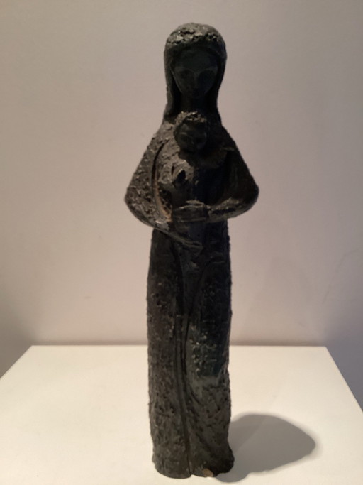 Mid-Century Modern Bronze-Look Madonna with Child - Lumen Venlo (M.017) - 1960s.