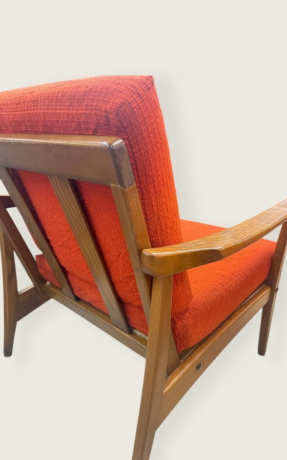 Image 1 of Poltrona vintage / poltrona da cocktail – anni '60 – stile scandinavo – legno massello – rivestimento originale sfoderabile