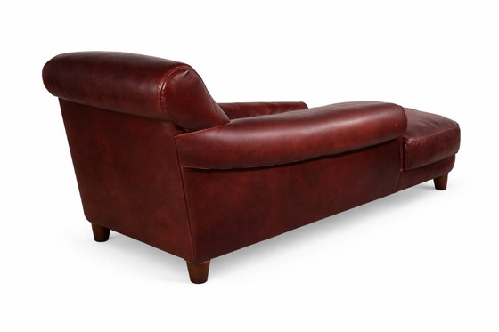 Image 1 of Vintage Leather Chaise Longue – Oxblood Mid Century Club Style