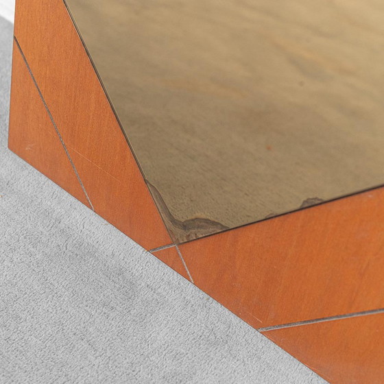 Specchio vintage con vetro fumé oro e cornice in legno – Design italiano anni '70 – Wood, Metal (photo 5 of 6)