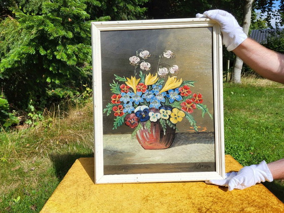 Vintage Floral Oil Painting by Th. Agerup – Paintings & Drawings, Canvas (photo 3 of 10)