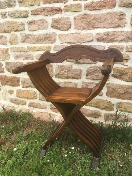 Poltrona Dagobert o curule pieghevole in noce – Poltrone, Vintage (photo 10 of 10)