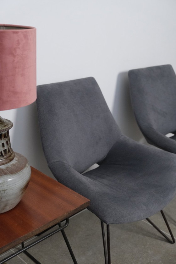 Image 1 of Pair of 1950s velvet armchairs