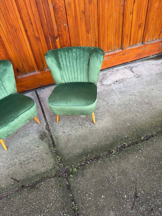 Hungarian Green Club Chairs, 1950s, Set of 2 – Armchairs, Wood, Mid Century Modern (photo 3 of 5)
