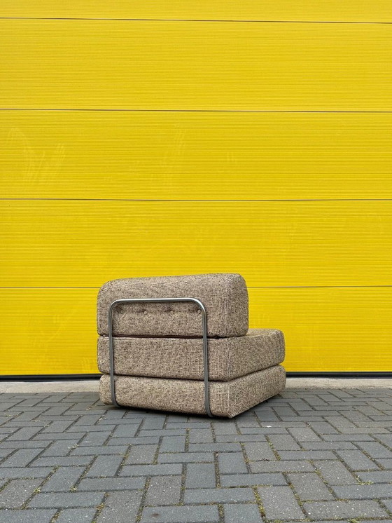 Image 1 of Vintage modular sofa / sofa bed - beige-brown woven fabric