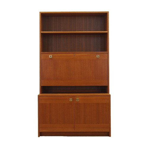 Estantería danesa de teca con mueble bar iluminado, estilo danés moderno de los años 70. – boekenkasten, Wood