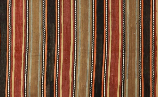 Tappeto turco vintage Yoruk Kilim 336x173 cm – Grande tappeto in lana tessuto a mano con motivo a righe, (photo 2 of 10)