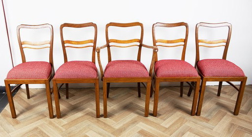 5x Chaises Vintage "Laine Blanche"