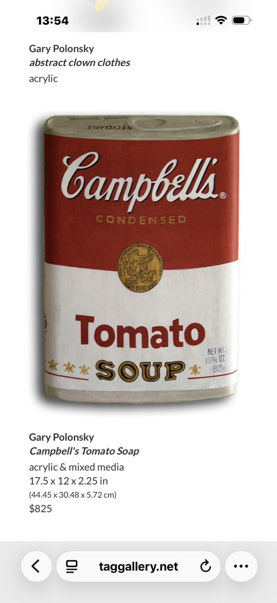 Image 1 of 3D artwork Gary Polonsky - "Campbell's Tomato Soap" (Pop Art Style)