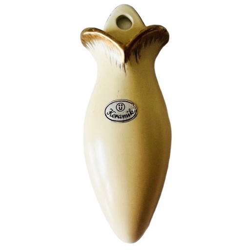 Vase mural vintage en céramique, crème, Ü Keramik, années 1960
