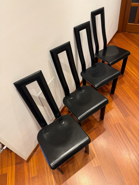 Set 4 sedie YCAMI Collection in pelle nera – Sedie da pranzo (photo 2 of 9)