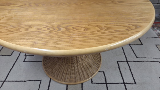 Image 1 of Mesa de comedor de madera y ratán, 1970