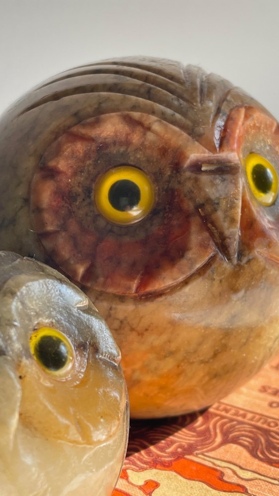 Image 1 of Fermalibri vintage a forma di gufo in marmo