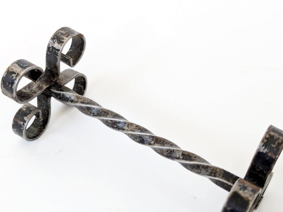 Image 1 of Set of 6 Midcentury Wrought Iron Knife Rests, French Brutalist, Spanish Revival Style, 1970s