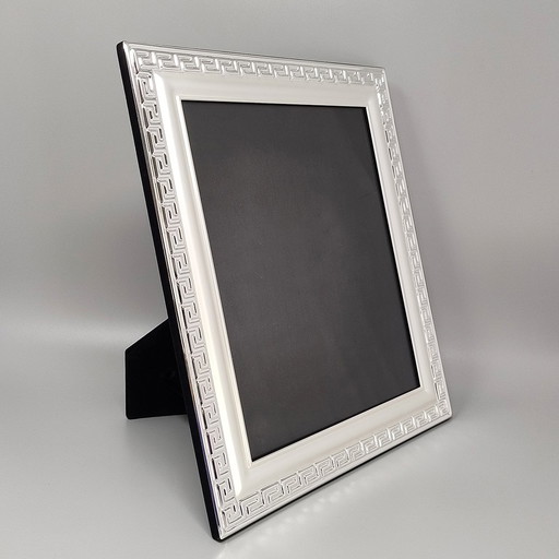 Cadre photo magnifique des années 1970 en argent plaqué avec verre, fabriqué en Italie