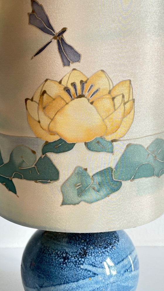 Image 1 of Vintage Ceramic and Silk Lamp