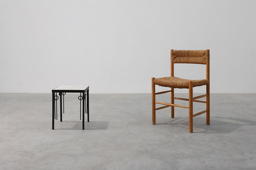 Table d'appoint carrée en fonte et marbre de Pia Manu, Belgique, années 1960