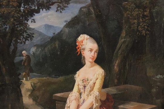 Image 1 of Romantische Szene, Ölgemälde, Italien, 19. Jahrhundert