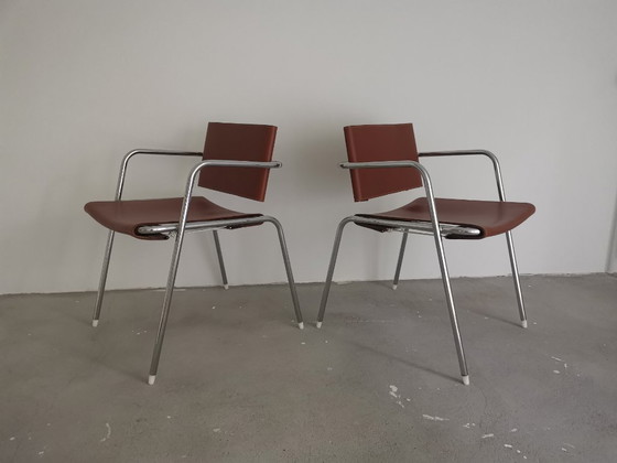 Pair of TBA chairs by Christophe Gevers - re-edition by BE-Classics – Dining chairs, Metal, Leather (photo 11 of 16)