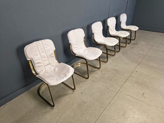 Image 1 of Vintage eetkamerstoelen van Willy Rizzo voor Cidue, set van 5, jaren 70.