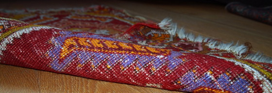 Image 1 of Handmade antique collectible Turkish Yastik rug 1.4' x 2.8' (44cm x 86cm) 1920s - 1C371