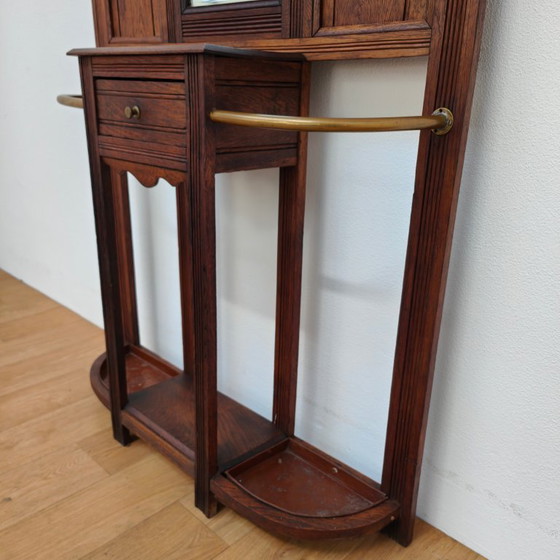 Image 1 of Antique hallway furniture, coat rack, free-standing coat rack with mirror