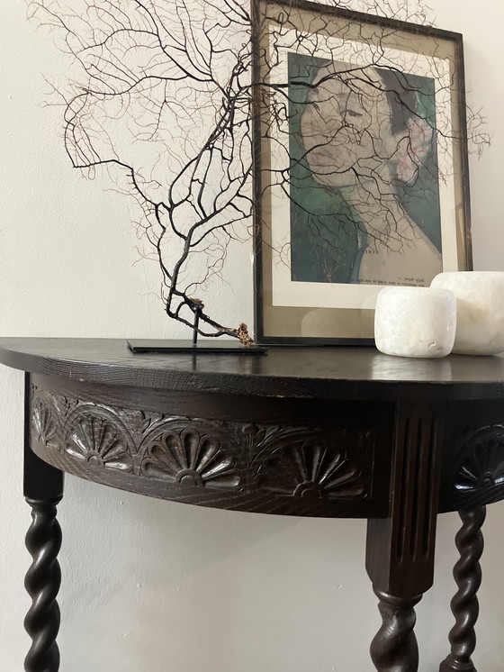 Image 1 of Tavolino laterale in legno marrone/nero antico