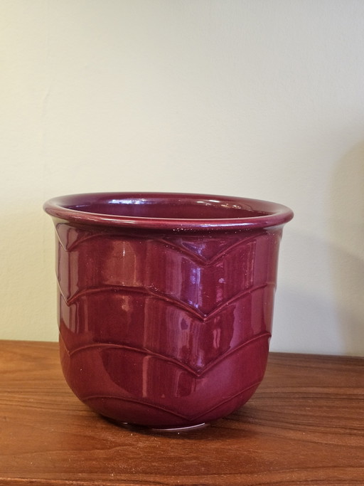 Vintage West Germany Flowerpot - Deep Red Earthenware