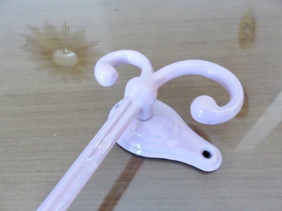 Image 1 of Antique pink enamelled cast iron towel rack