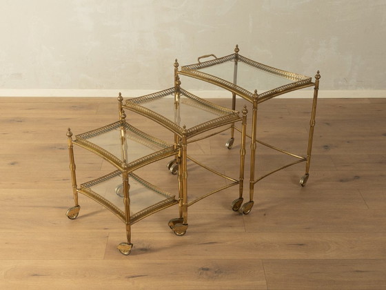 Tables d'appoint gigognes Hollywood Regency, années 1960 – Verre, Métal (photo 8 of 18)