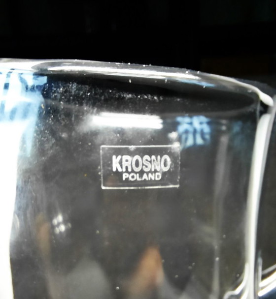 Image 1 of (023) Carafe à jus/à eau vintage en cristal soufflé à la main de Krosno, Pologne (Série Bonny)