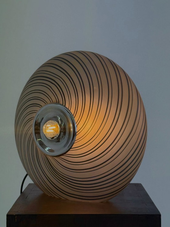 Image 1 of Italian vintage glass table lamp in shades of gray with swirl pattern