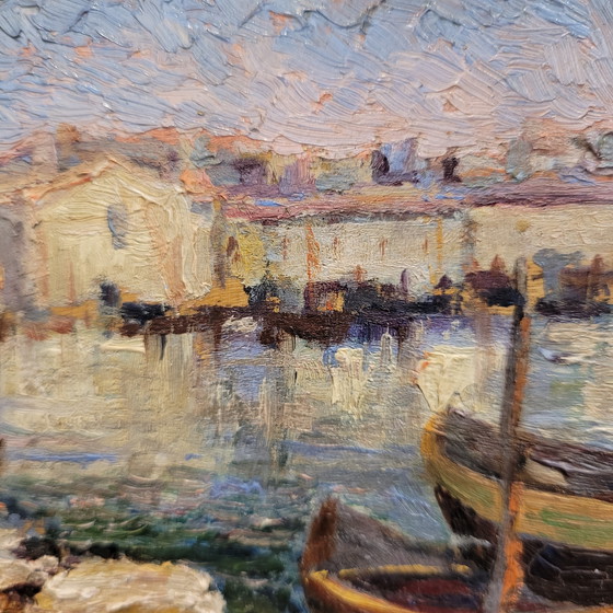 Image 1 of Huile sur panneau « Marina », École française, XIXe/XXe siècle – France