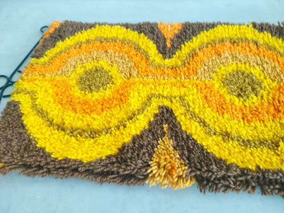Image 1 of McM handgeknoopt geometrisch 70'ies wandkleed/wanddecoratie/tafelloper 