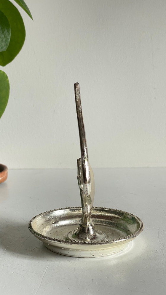 Image 1 of Zilverkleurig metalen katten sieradenbakje