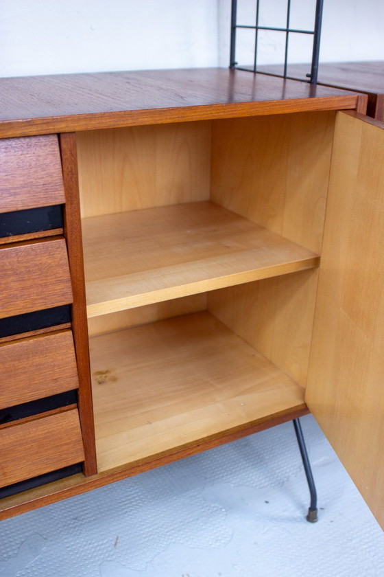 Image 1 of Vintage teak string shelf sideboard highboard 60s