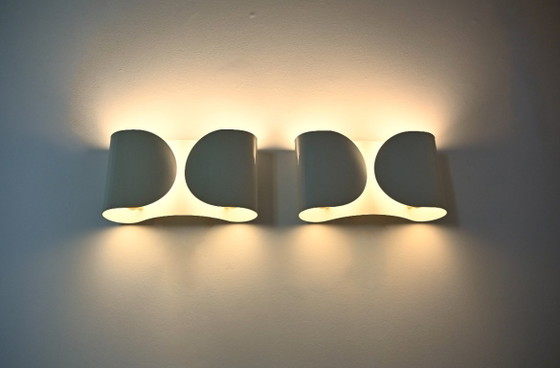 Image 1 of White Foglio Sconces by Tobia & Afra Scarpa for Flos, 1960s, Set of 2
