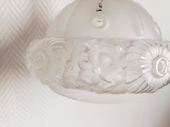 Image 1 of Art Deco globe pendant light in frosted glass